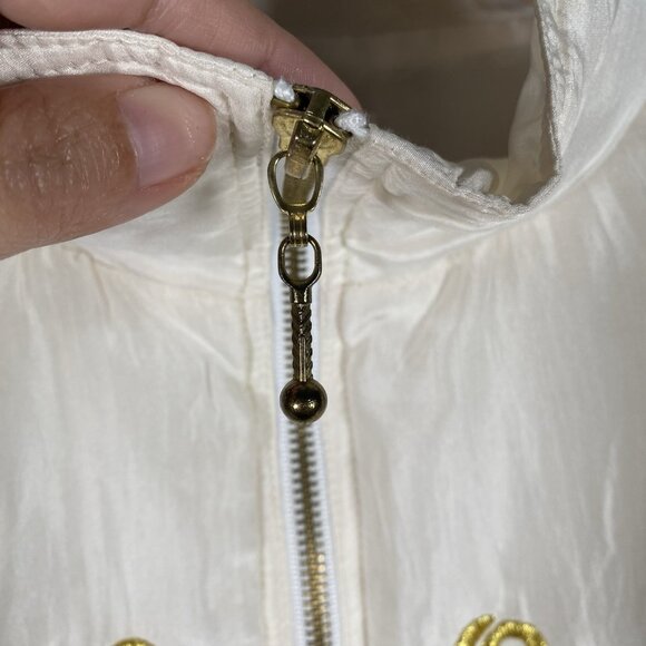 Vintage 80s 100% Silk Track Jacket XL Gold Embroidery Retro Bowling Roller Disco - Picture 6 of 14